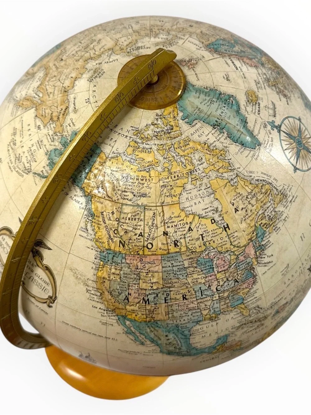 Vintage c1979 Replogle World Classic 12” Globe Raised Relief Wood Base USA